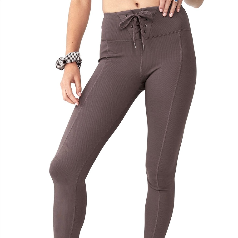 Tie Up Rib Full Length Tight Leggings CottonOn